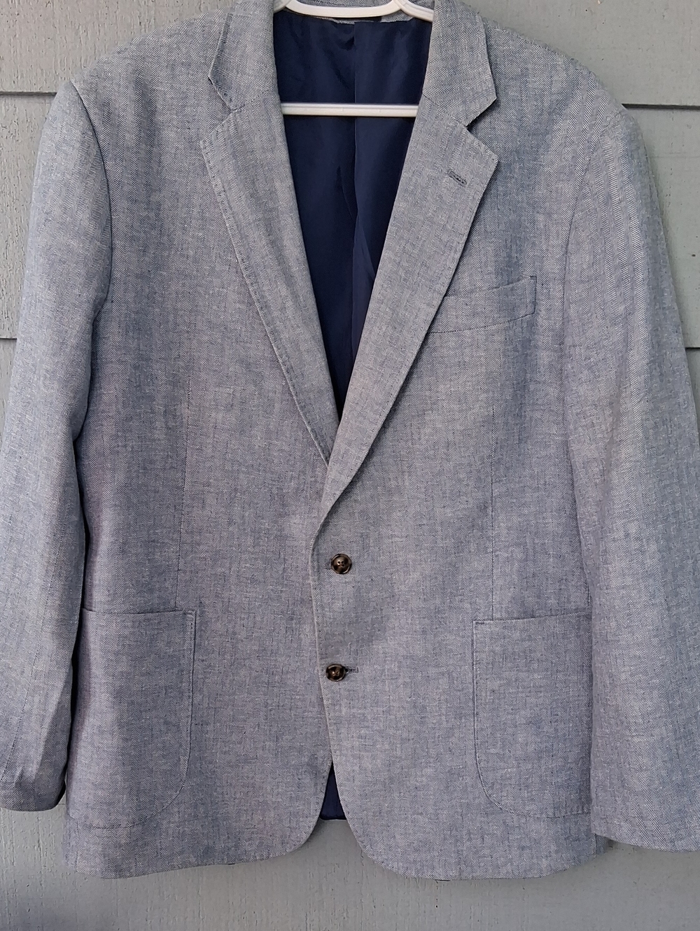 Light Blue Linen-Blend Blazer